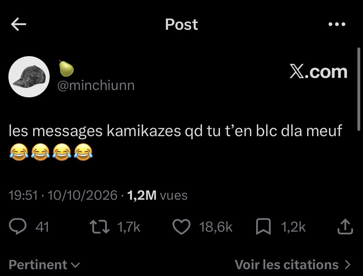 Twitter - les messages kamikazes quand tu t'en bas les couilles de la meuf