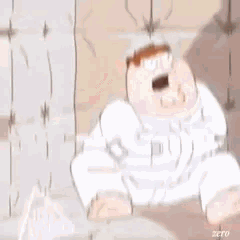 Peter Griffin dans une camisole de force dans une cellule capitonnée