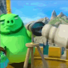 Le roi cochon d'Angry Birds observe un diamant au loin