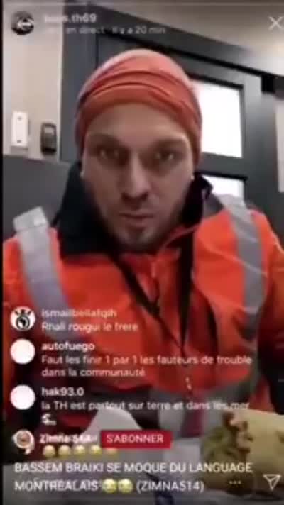 Bassem T'es pas down ou quoi? T'es pas down ou quoi? Qu'est-ce qu'il a celui-la? Comment je les deteste ces atais qui parlent mi-anglais mi-francais.