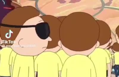 Evil Morty enlève son cache-œil et se fond dans la foule