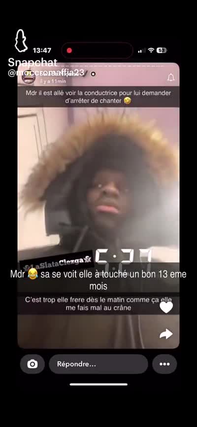 snapchat - Un passager demande à la conductrice du metro d'arrêter de chanter à 6h du matin