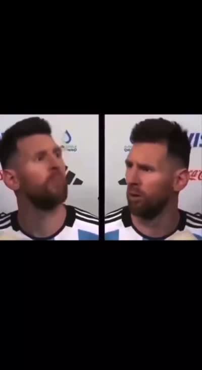Deux Lionel Messi qui se regarde en se disant "Qu'est-ce que tu regardes"