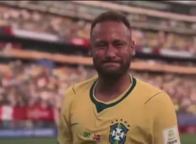Neymar Jr pleure en maillot du Brésil sur une musique triste