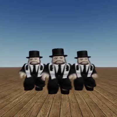 Avatars Roblox déguisés en rabbins juif qui dansent