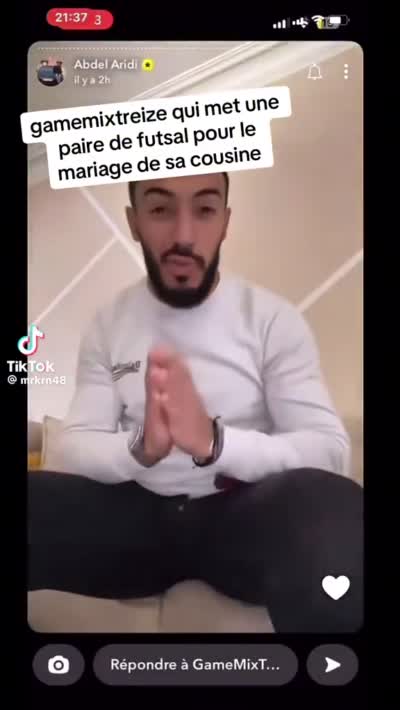 snapchat - GameMixTreize qui met une pair de futsal (gucci) pour le mariage de sa cousine